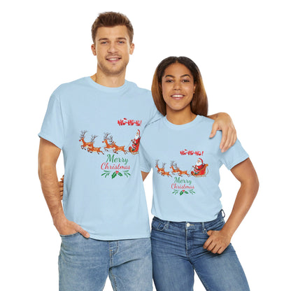 OMNI™ Santa and His Reindeer (Merry Christmas) Unisex Heavy Cotton T-Shirt