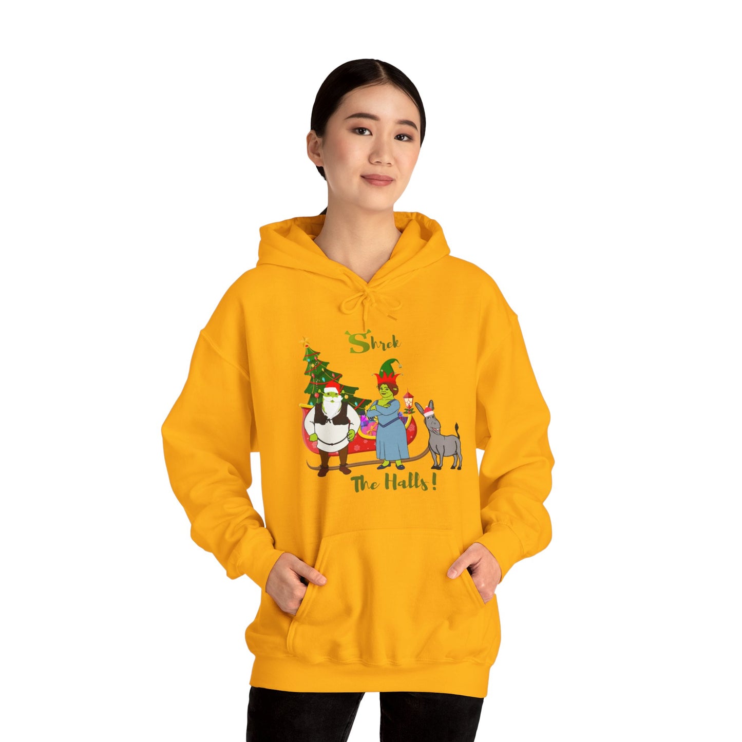 OMNI™ Shrek The Halls! (Shrek Trio: Shrek, Fiona and Donkey) Christmas Themed Unisex Hoodie