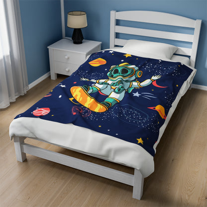 OMNI™ Skeleton Astronaut Space Surfer Velveteen Plush Blanket