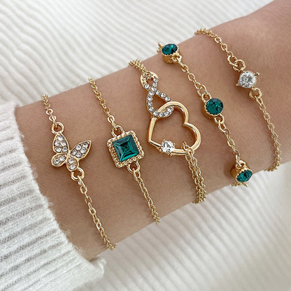 OMNI™ 5pc Green Crystal Heart Bohemian Bracelet Set