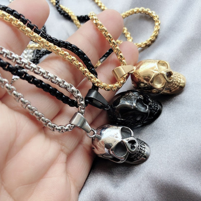 OMNI™ Titanium Steel Punk Halloween Skull Necklace