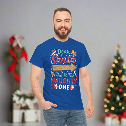 OMNI™ Dear Santa, She's The Naughty One Men's Heavy Cotton T-Shirt