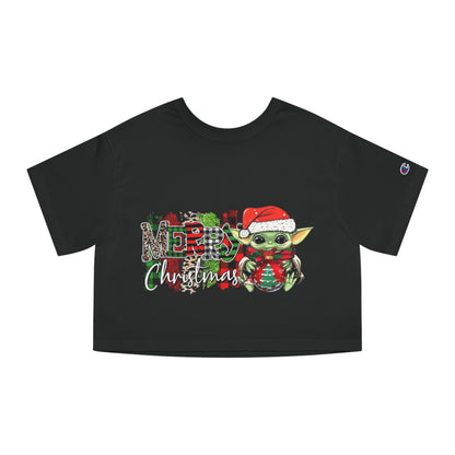 OMNI™ Baby Yoda Christmas Themed Champion Women's Heritage Cropped T-Shirt