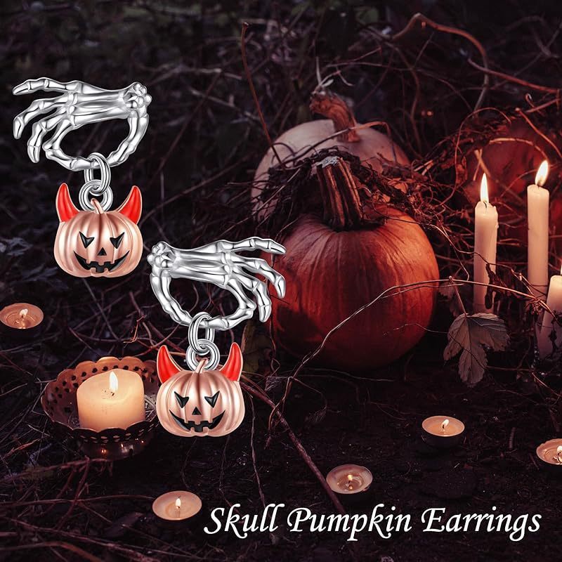 OMNI™ Halloween Ghost Hand Pumpkin Head Stud Earrings