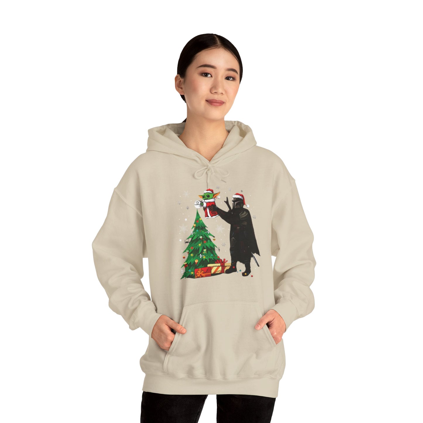 OMNI™ Star Wars Mandalorian and Baby Yoda Christmas Themed Unisex Hoodie