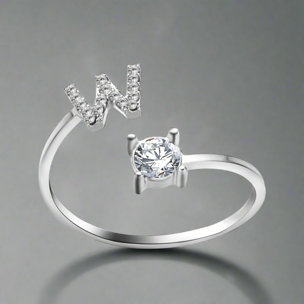 OMNI™ Adjustable 26 Initial Letter Zircon Ring