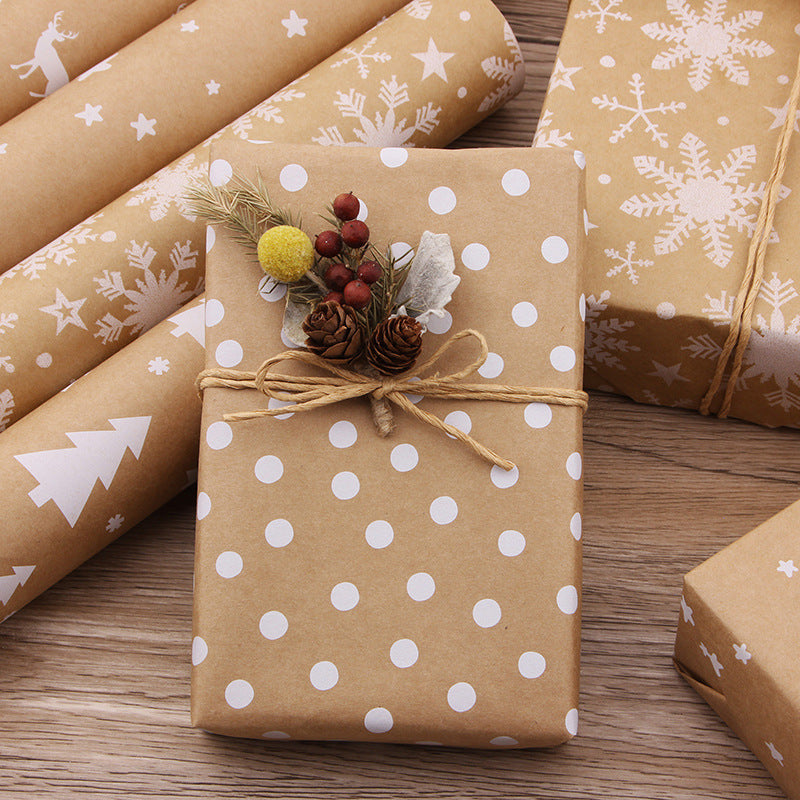 OMNI™ Old Gold and White Christmas Gift Wrapping Paper