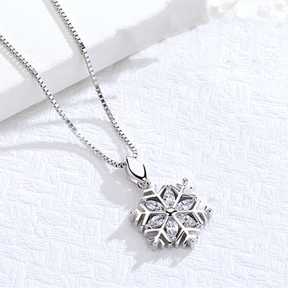 OMNI™ Diamond Inlaid Silver Snowflake Necklace