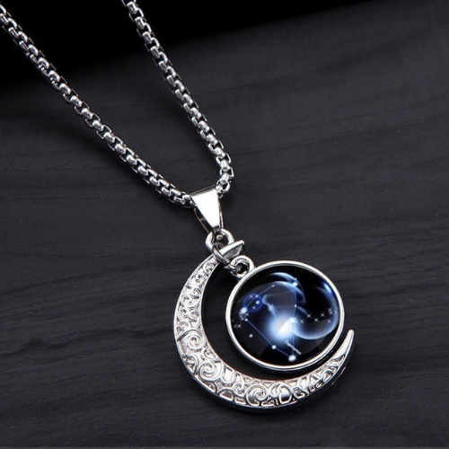 OMNI™ Titanium Steel 12 Constellation Crescent Moon Luminous Necklace