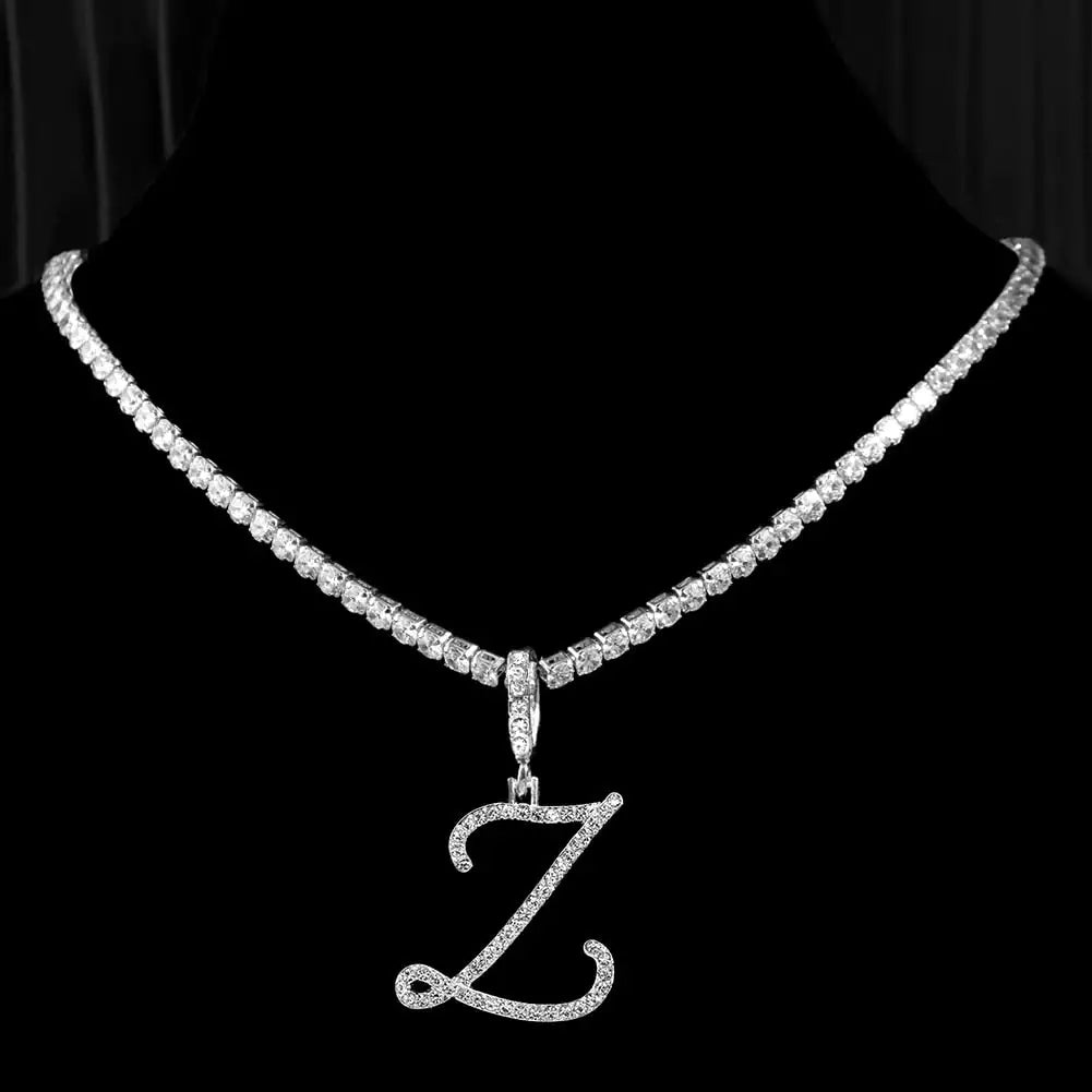 OMNI™ Cubic Zirconia Cursive Alphabet Necklace