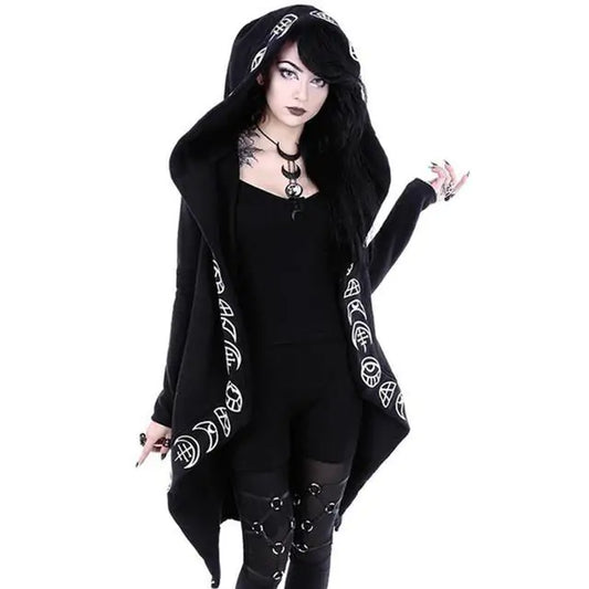 OMNI™ Gothic Punk Black Long Women Hoodies