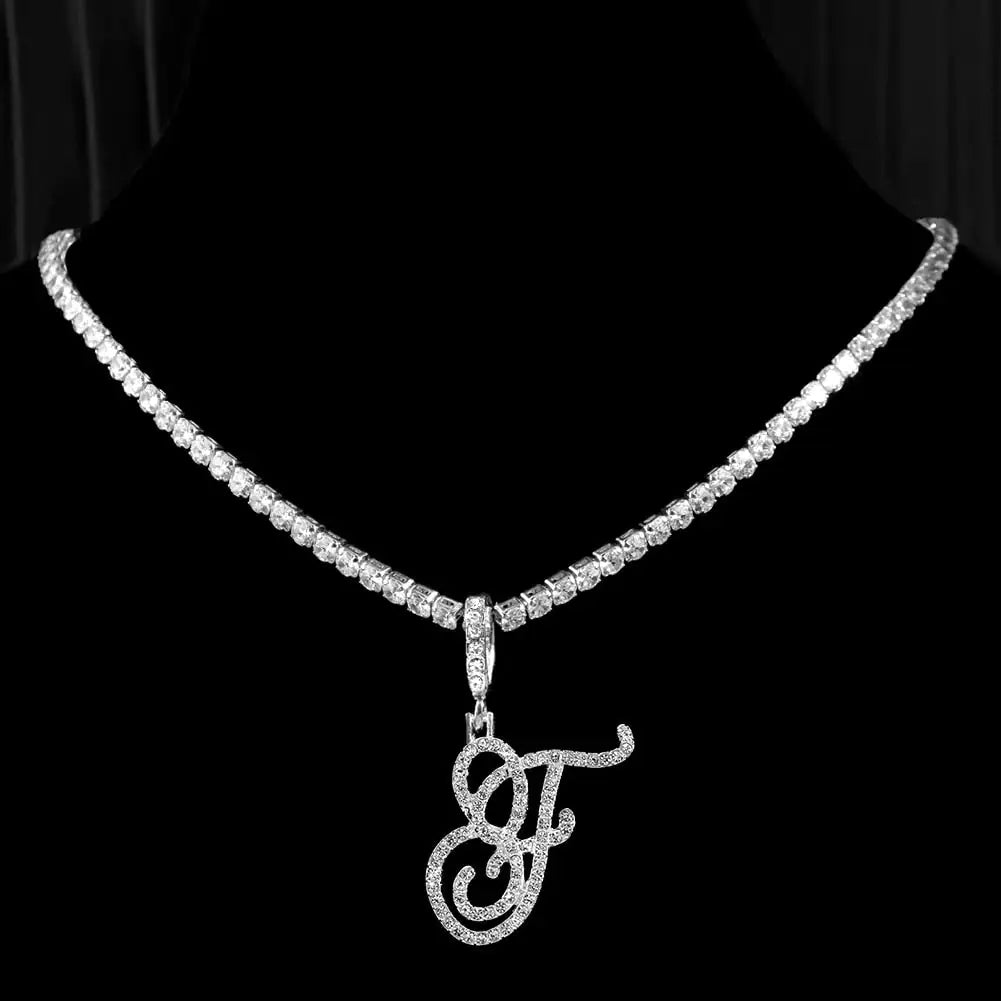 OMNI™ Cubic Zirconia Cursive Alphabet Necklace