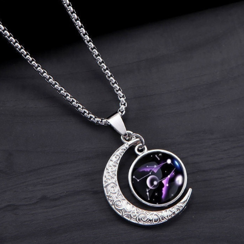 OMNI™ Titanium Steel 12 Constellation Crescent Moon Luminous Necklace