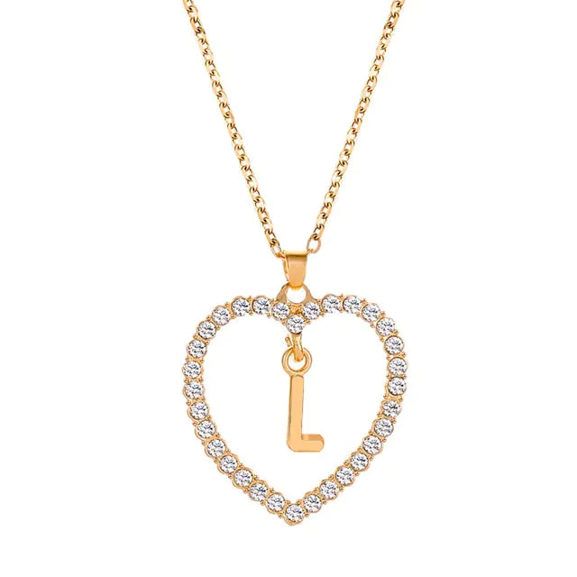 OMNI™ Rhinestone Heart Pendant Initials Necklace