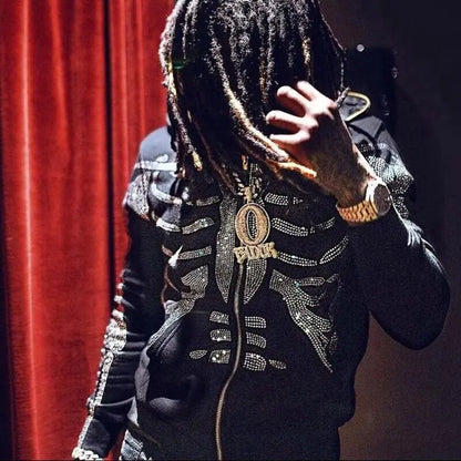 OMNI™ Gothic Rhinestone Skeleton Hoodie