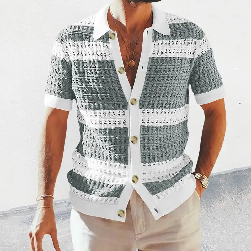 OMNI™ Men's Striped Knitted Cardigan