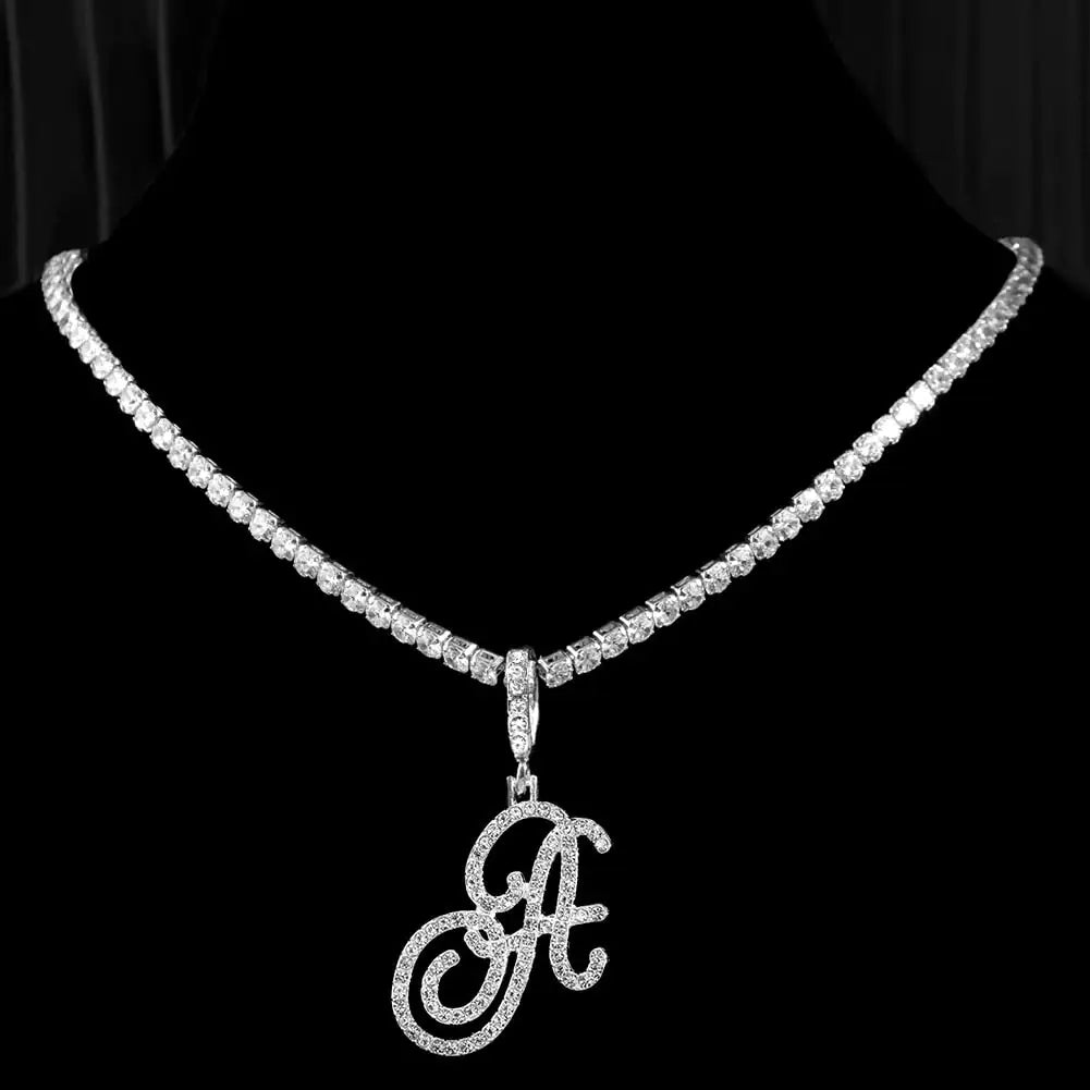 OMNI™ Cubic Zirconia Cursive Alphabet Necklace