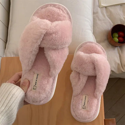 OMNI™ Lovely Heart Fluffy Fur Slippers