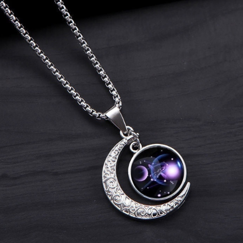 OMNI™ Titanium Steel 12 Constellation Crescent Moon Luminous Necklace