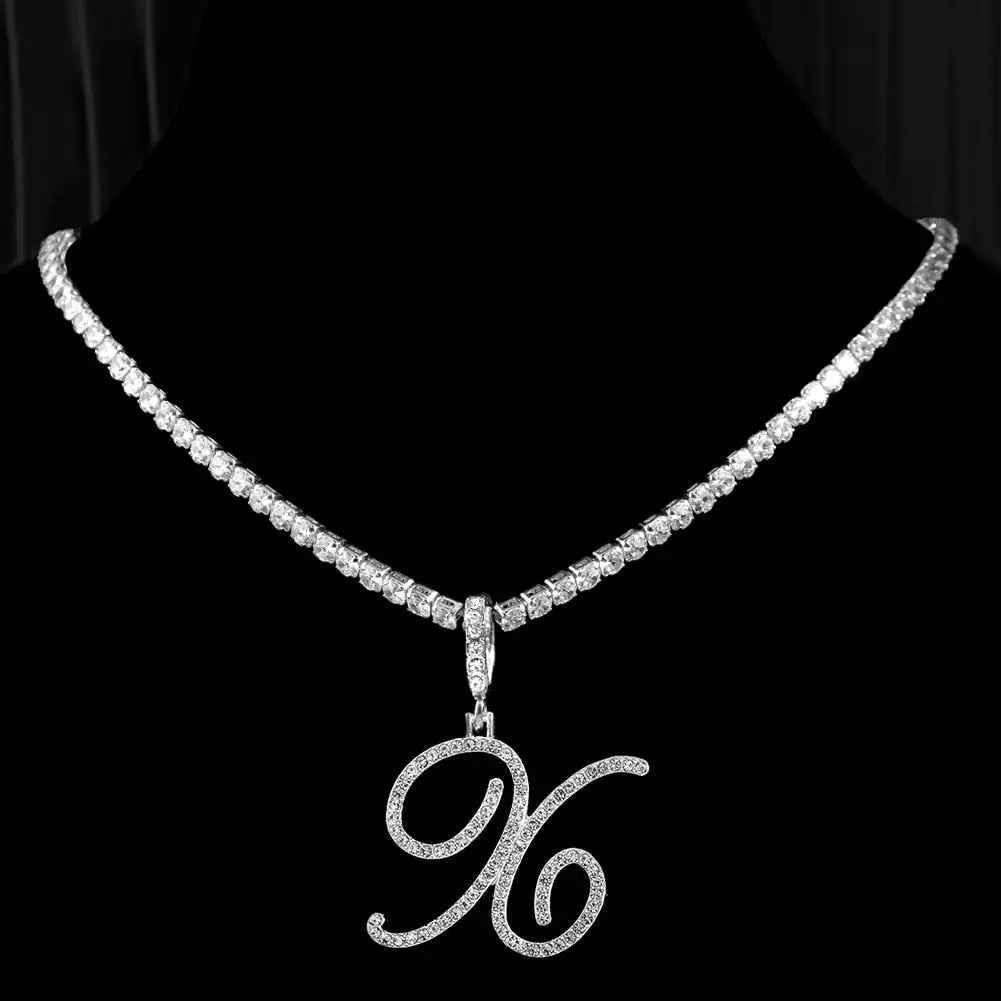 OMNI™ Cubic Zirconia Cursive Alphabet Necklace