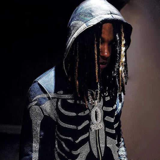 OMNI™ Gothic Rhinestone Skeleton Hoodie