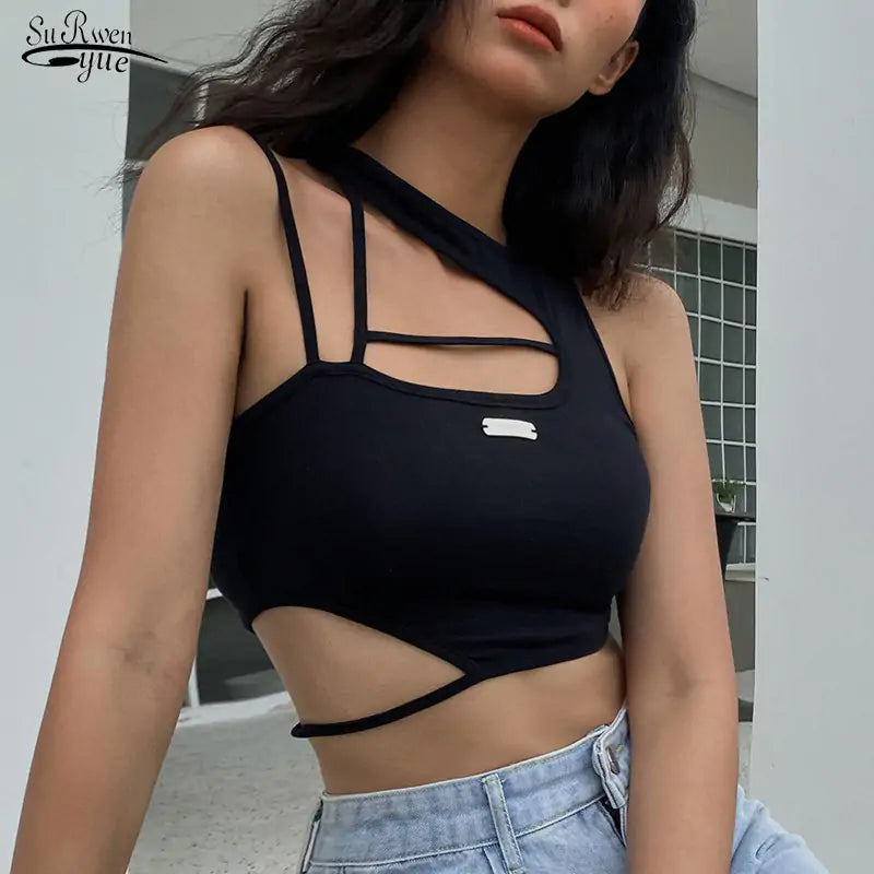 OMNI™ Sleeveless Crop Top Open-Back Blouse