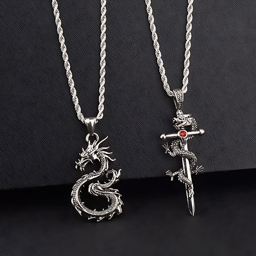 OMNI™ Titanium Steel Dragon Sword Pendant Necklace