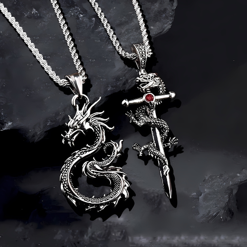 OMNI™ Titanium Steel Dragon Sword Pendant Necklace