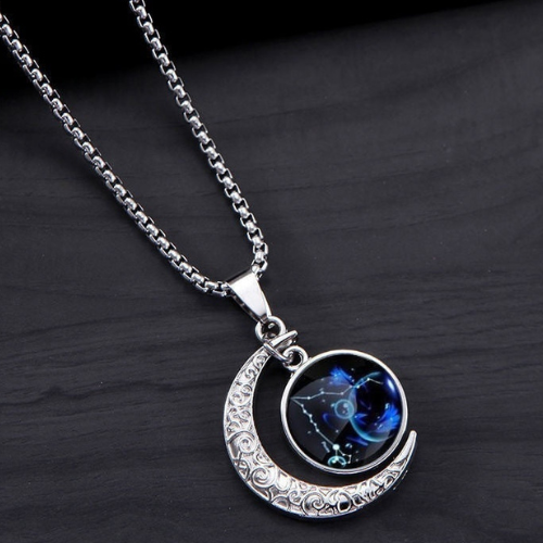 OMNI™ Titanium Steel 12 Constellation Crescent Moon Luminous Necklace