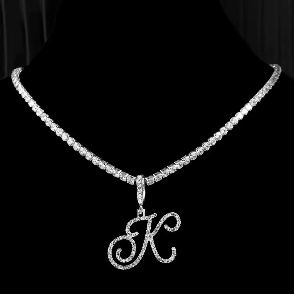 OMNI™ Cubic Zirconia Cursive Alphabet Necklace