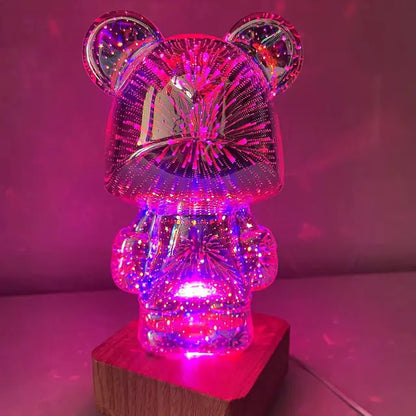 OMNI™ 3D Glass Fireworks Little Bear Night Light