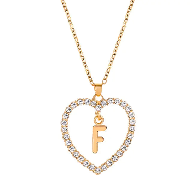 OMNI™ Rhinestone Heart Pendant Initials Necklace