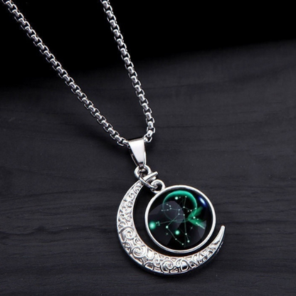 OMNI™ Titanium Steel 12 Constellation Crescent Moon Luminous Necklace