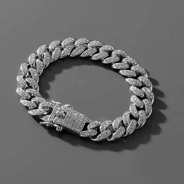 OMNI™ Rhinestone Paved Cuban Link Chain Bracelet