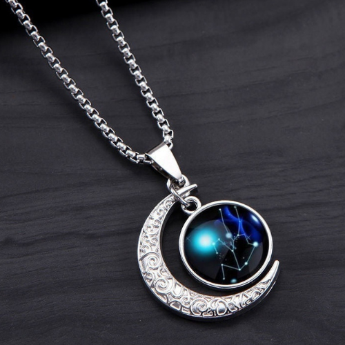 OMNI™ Titanium Steel 12 Constellation Crescent Moon Luminous Necklace