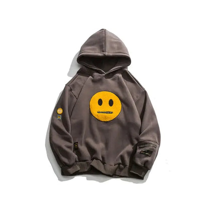 OMNI™ Smiley Face Patchwork Hooded Sweatshirt