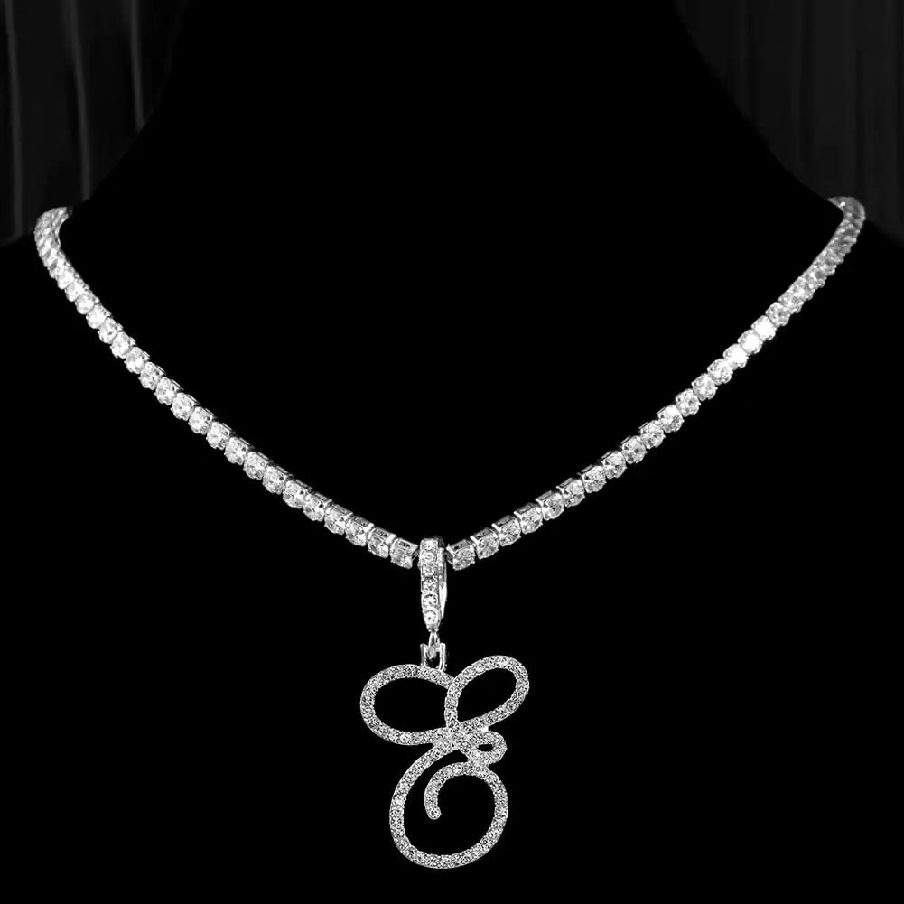 OMNI™ Cubic Zirconia Cursive Alphabet Necklace