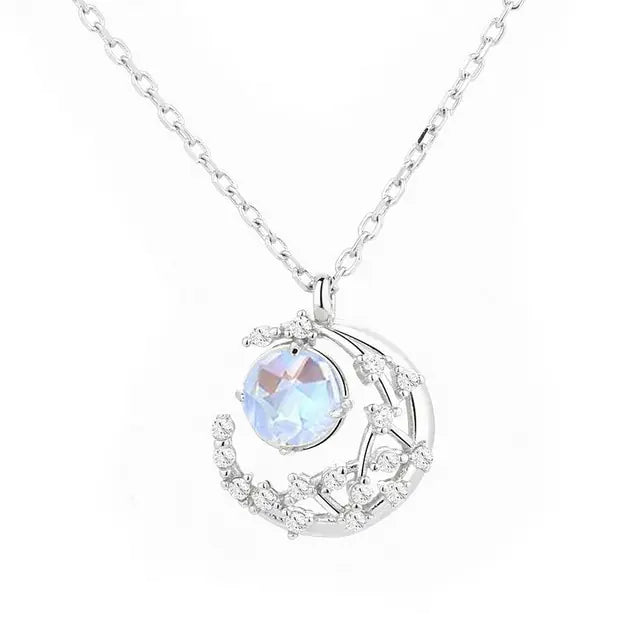 OMNI™ Luxury Crescent Moon and Star Shiny Zircon Necklace