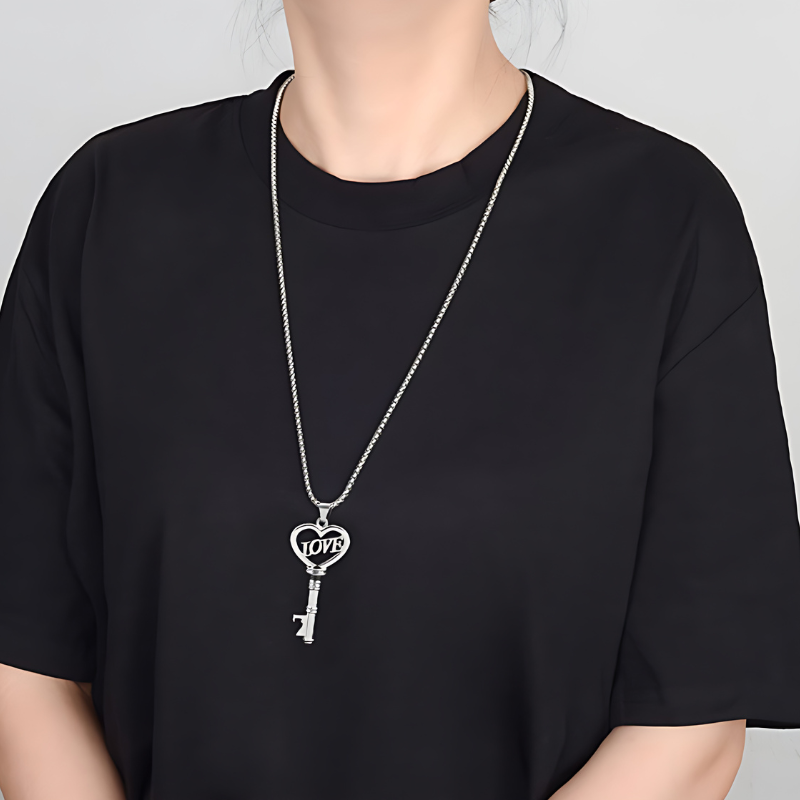 OMNI™ Stainless Steel Sweet Heart Key Necklace