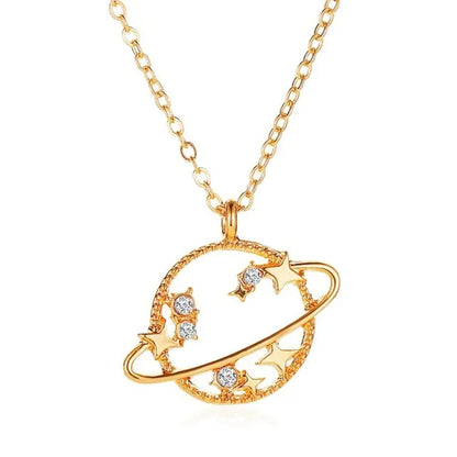 OMNI™ Luxury Crescent Moon and Star Shiny Zircon Necklace