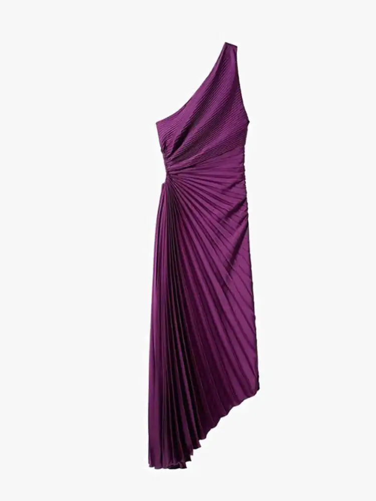 OMNI™ One Shoulder Pleated Maxi Dress