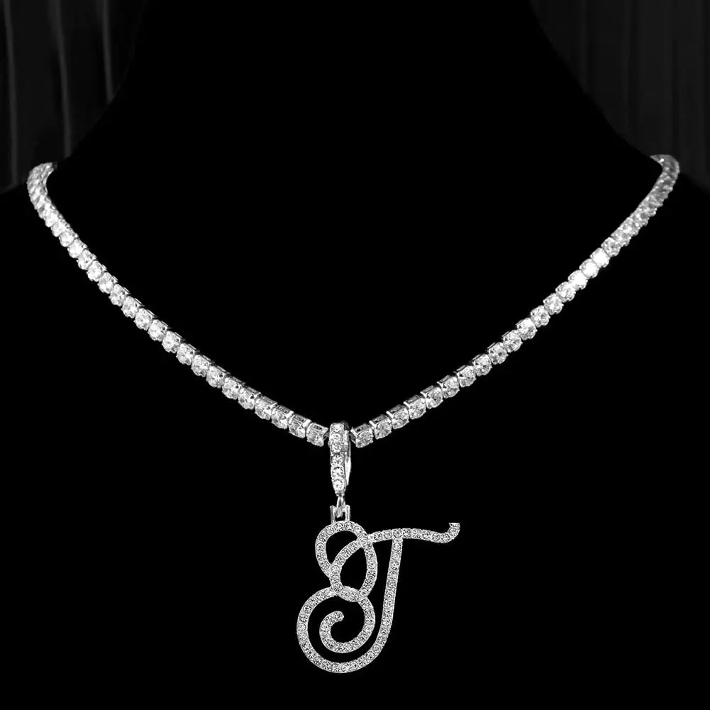 OMNI™ Cubic Zirconia Cursive Alphabet Necklace