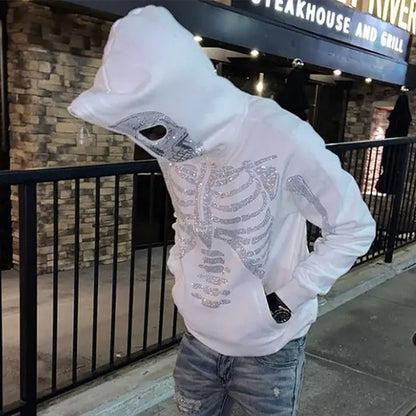 OMNI™ Gothic Rhinestone Skeleton Hoodie