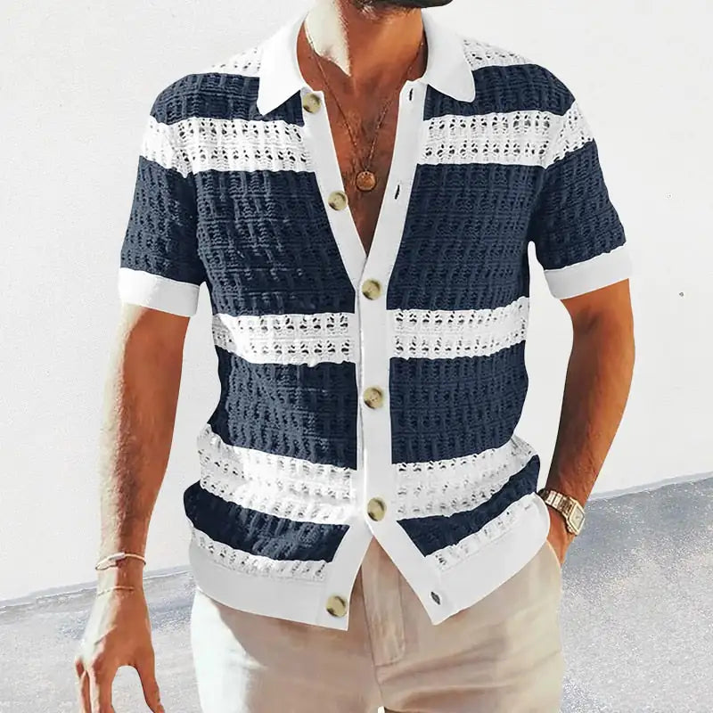 OMNI™ Men's Striped Knitted Cardigan