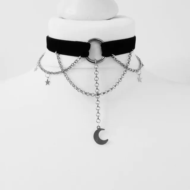 OMNI™ Black Crescent Moon Choker Necklace