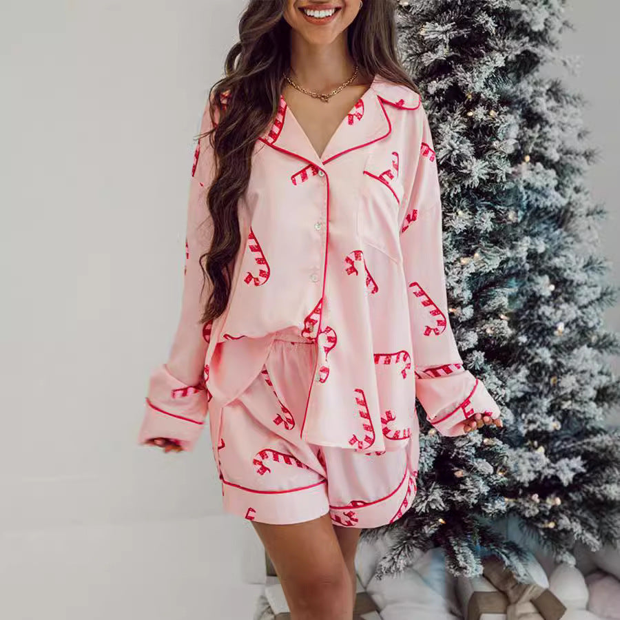 OMNI™ Women's Long-sleeve Christmas Candy Cane Pajamas Set