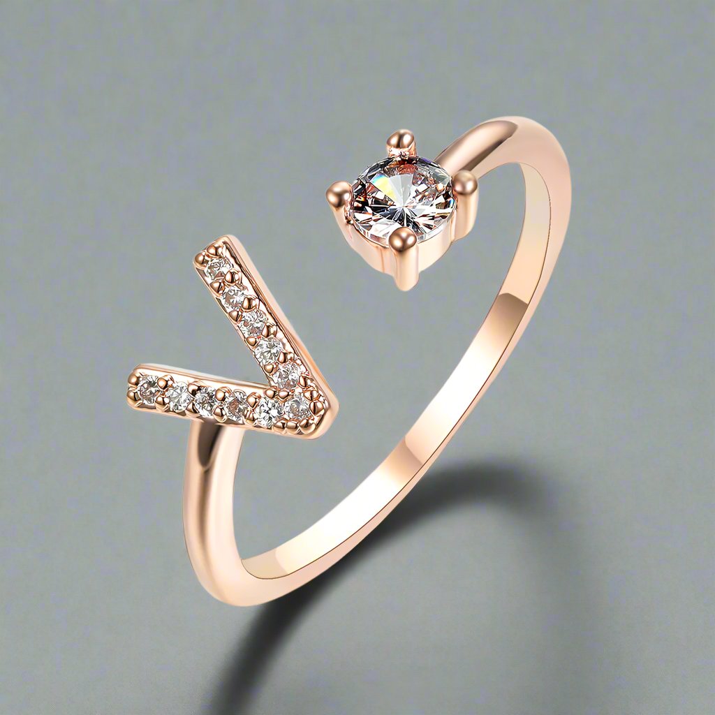 OMNI™ Adjustable 26 Initial Letter Zircon Ring