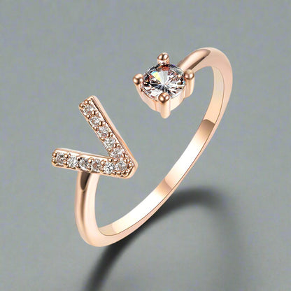 OMNI™ Adjustable 26 Initial Letter Zircon Ring