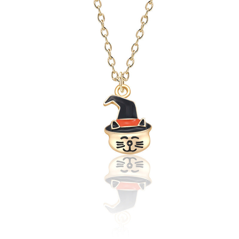 OMNI™ Halloween Pumpkin Cat Witch Clavicle Necklace