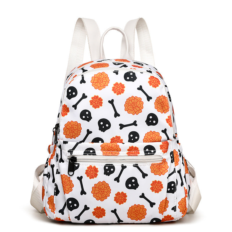 OMNI™ Waterproof Large Capacity Halloween Skull and Pumpkin Print Backpack